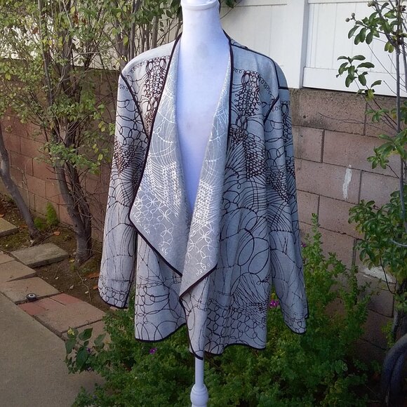 CHICO’S Drape Front Open Jacket Reversible Tan and brown Size 3=XL - Picture 2 of 12